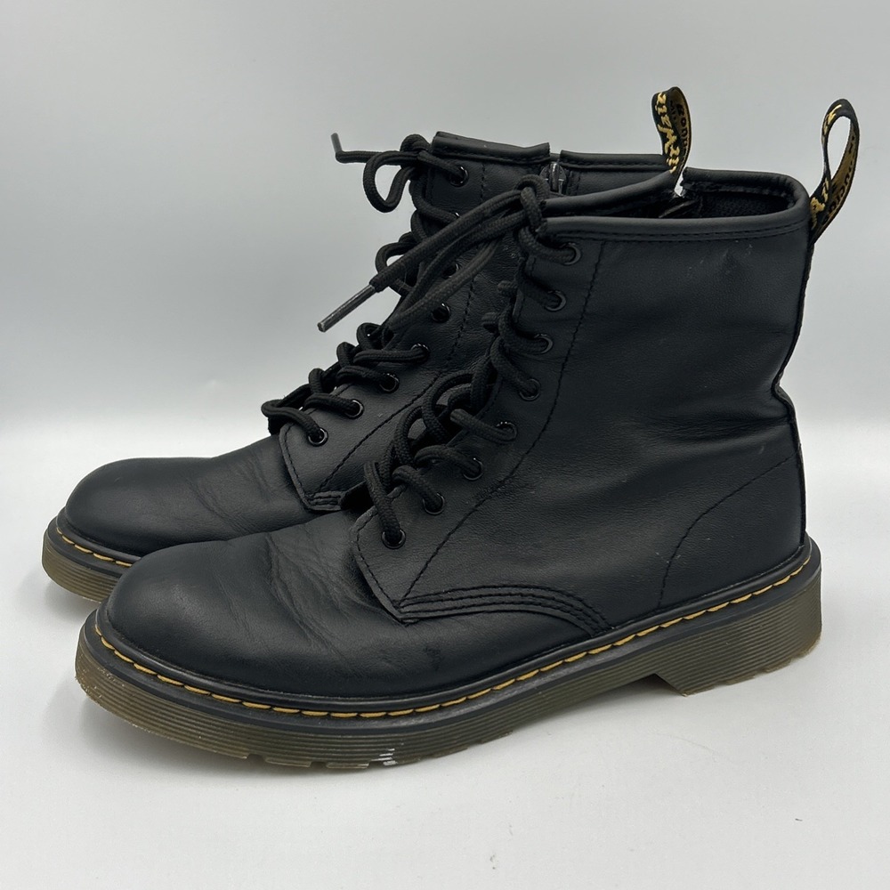 Dr Martens 1460 Y Unisex Women's 6 Men's 5 Black Smooth Lace Up Boots Side Zip